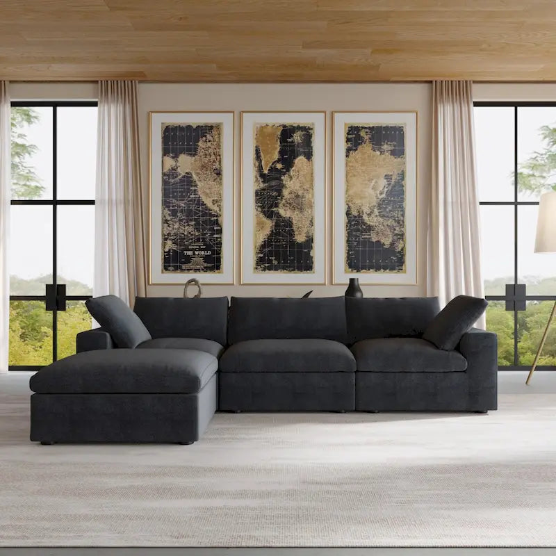 L Shape Modern Modular Convertible Sectional Sofa Couch