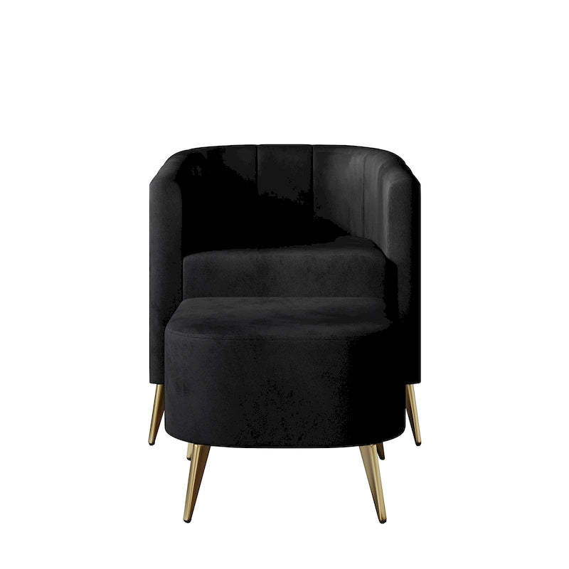 CraftPorch Modern Soft Velvet Upholstered Accent Chair with Ottoman