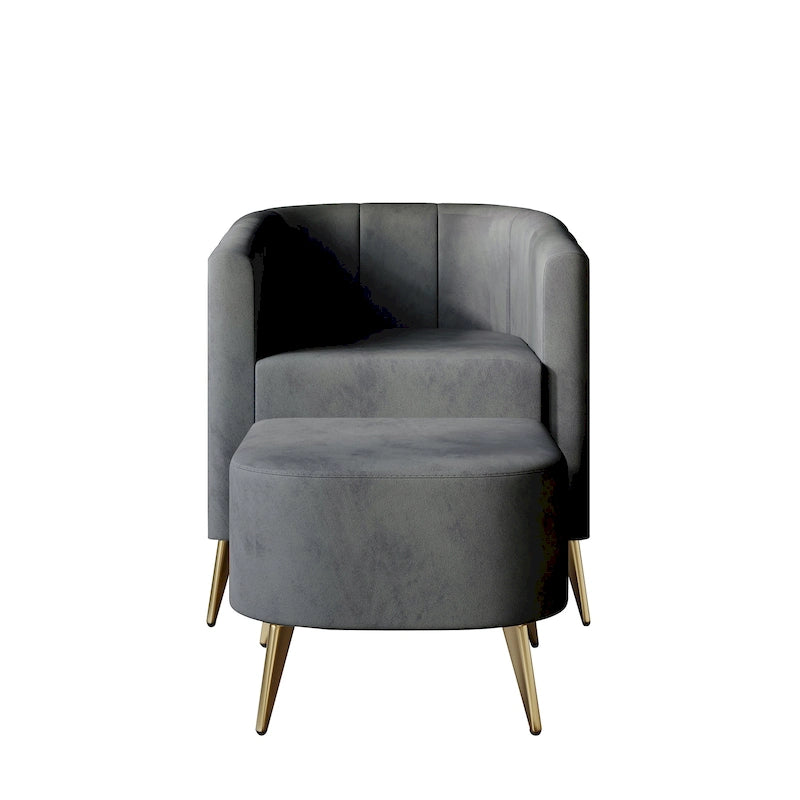 CraftPorch Modern Soft Velvet Upholstered Accent Chair with Ottoman