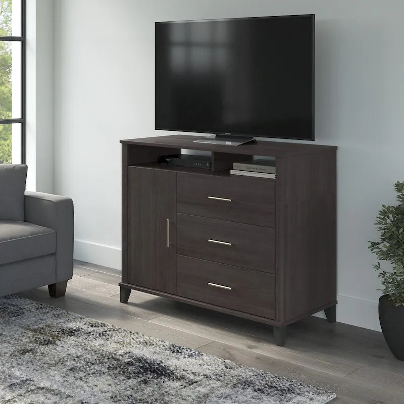 Tall TV Stand with Storage - Gray/Walnut