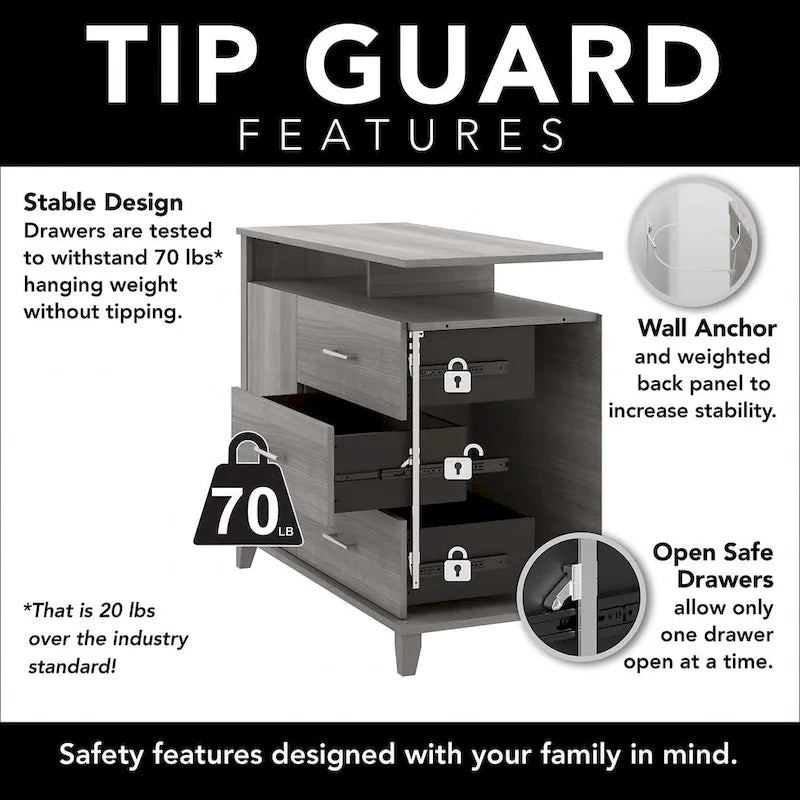 Tall TV Stand with Storage - Gray/Walnut