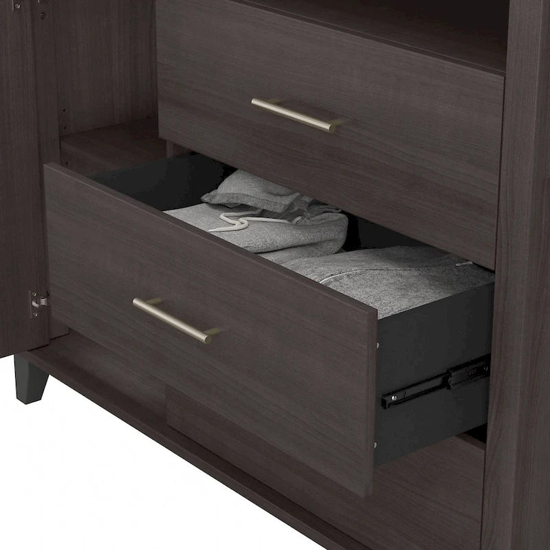 Tall TV Stand with Storage - Gray/Walnut