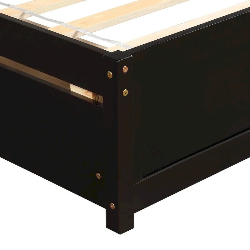 Nestfair Twin Size Wood Platform Bed with Two Drawers and Headboard