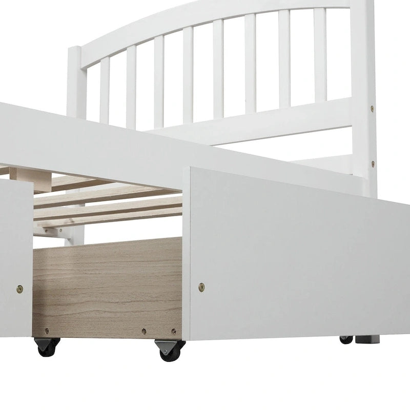 Nestfair Twin Size Wood Platform Bed with Two Drawers and Headboard
