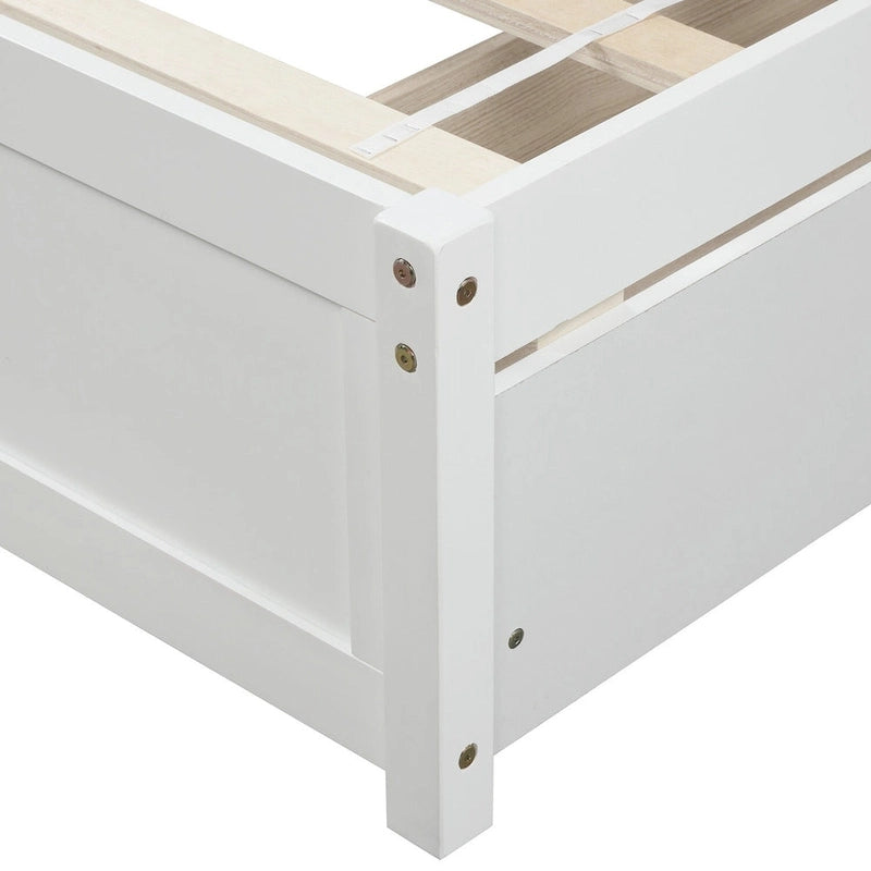 Nestfair Twin Size Wood Platform Bed with Two Drawers and Headboard