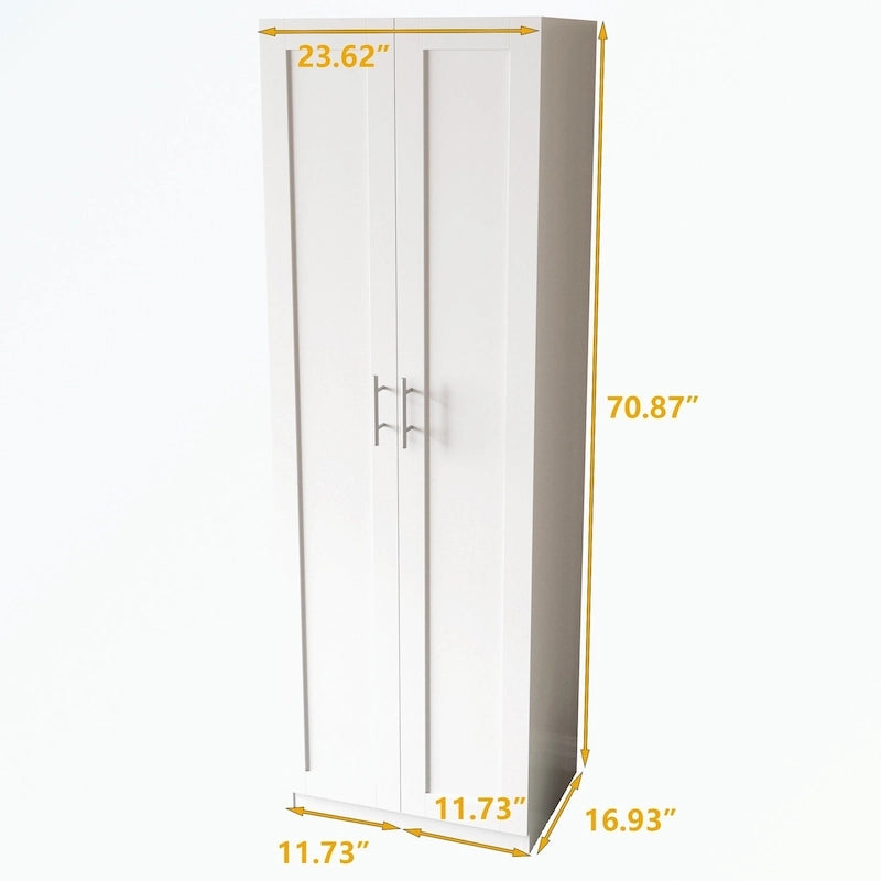 High wardrobe with 2 doors and 3 partitions