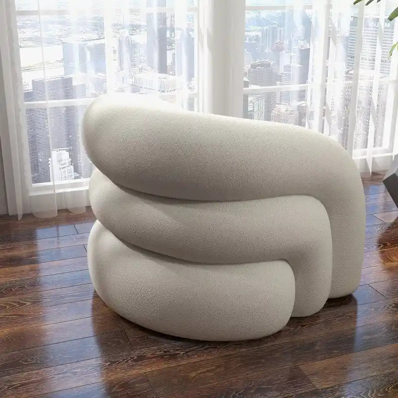 SEYNAR Modern Glam 360 Degree Swivel Teddy Upholstered Accent Armchair with Tufted Back