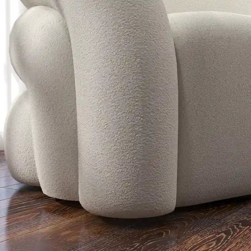 SEYNAR Modern Glam 360 Degree Swivel Teddy Upholstered Accent Armchair with Tufted Back