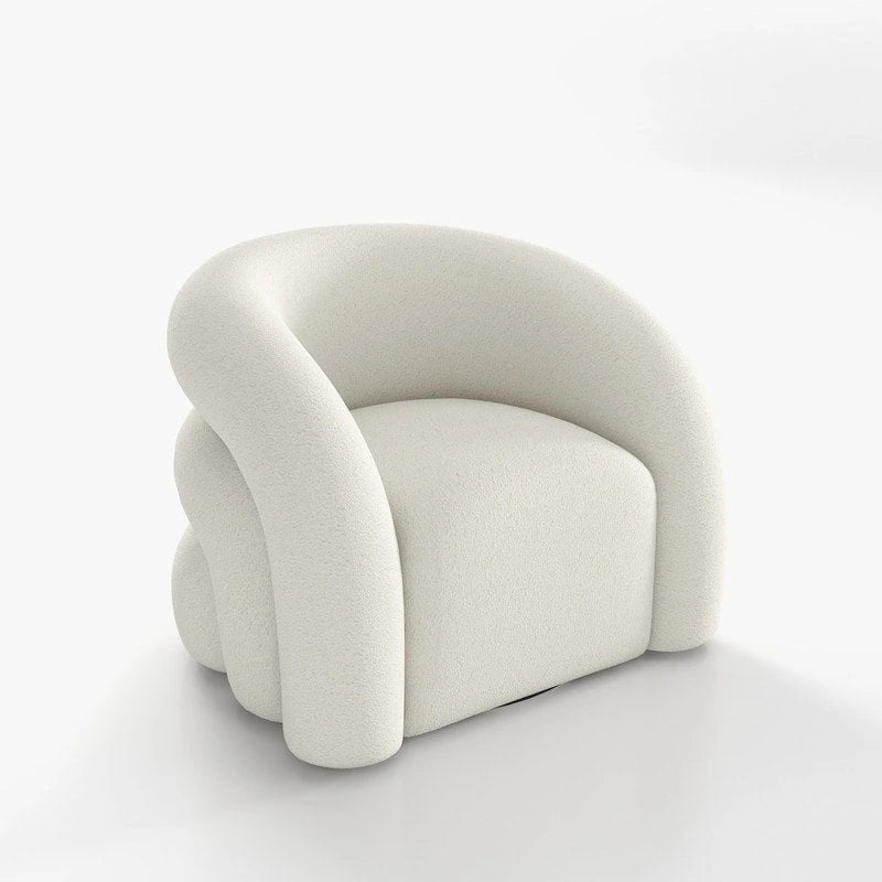 SEYNAR Modern Glam 360 Degree Swivel Teddy Upholstered Accent Armchair with Tufted Back