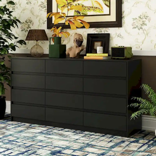 12 Drawer Dresser for Bedroom with Deep Drawers Large Floor Wood Chest