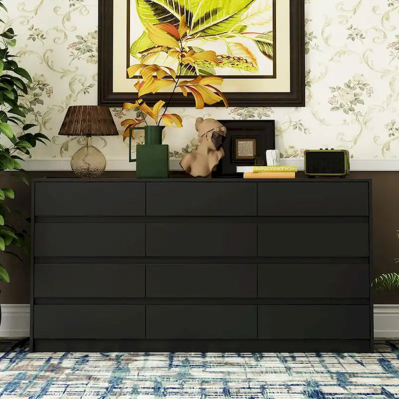 12 Drawer Dresser for Bedroom with Deep Drawers Large Floor Wood Chest