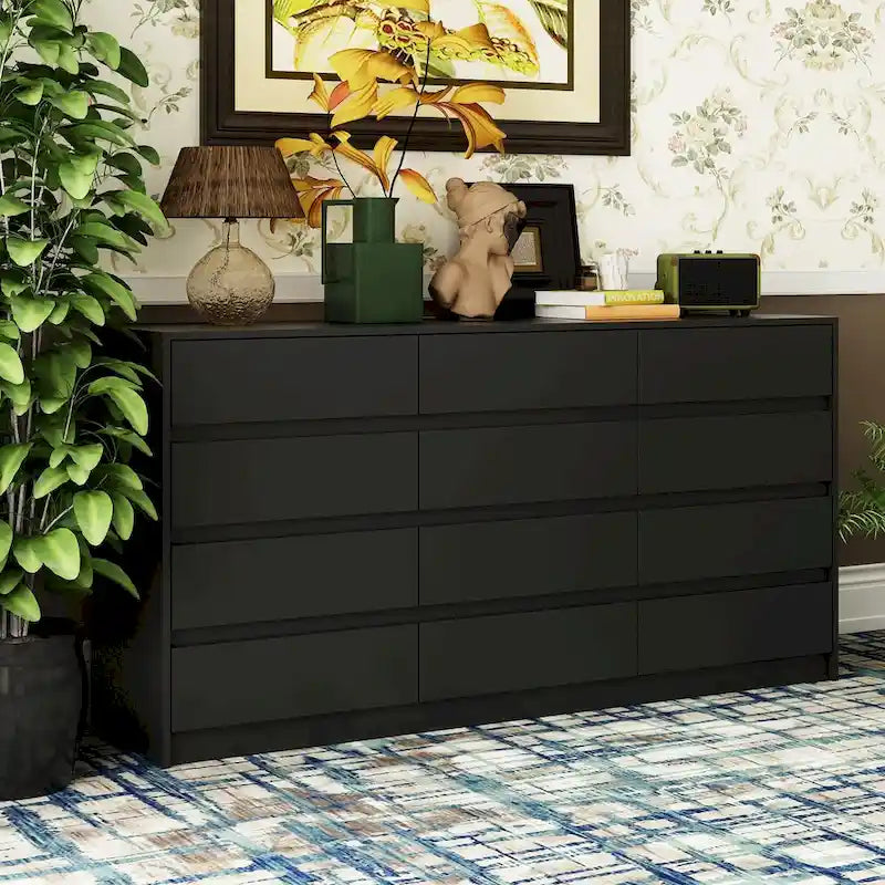 12 Drawer Dresser for Bedroom with Deep Drawers Large Floor Wood Chest
