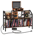 Record Player Stand with Storage - Rustic Brown