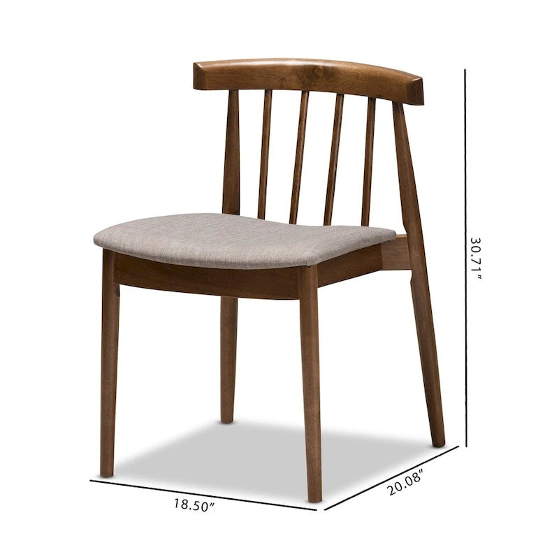 Mid-Century Beige Fabric Dining Chair Set by Baxton Studio