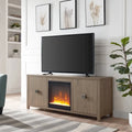 TV Stand with Electric Fireplace - Gray/Black/Brown, 58"