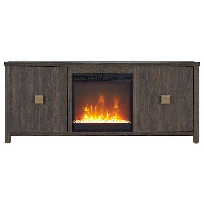 TV Stand with Electric Fireplace - Gray/Black/Brown, 58"