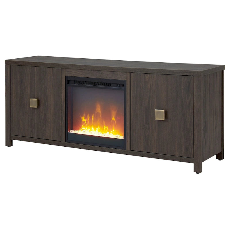 TV Stand with Electric Fireplace - Gray/Black/Brown, 58"