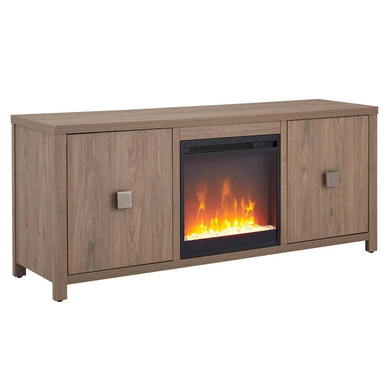 TV Stand with Electric Fireplace - Gray/Black/Brown, 58"