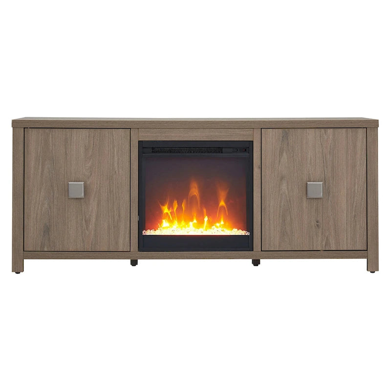 TV Stand with Electric Fireplace - Gray/Black/Brown, 58"