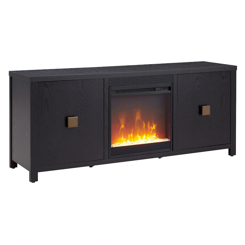 TV Stand with Electric Fireplace - Gray/Black/Brown, 58"