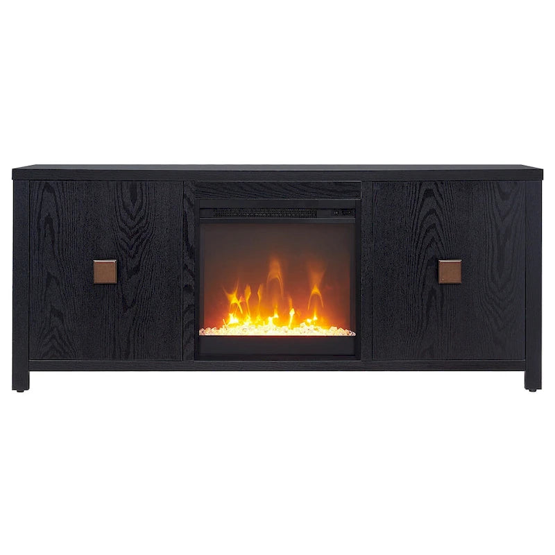 TV Stand with Electric Fireplace - Gray/Black/Brown, 58"