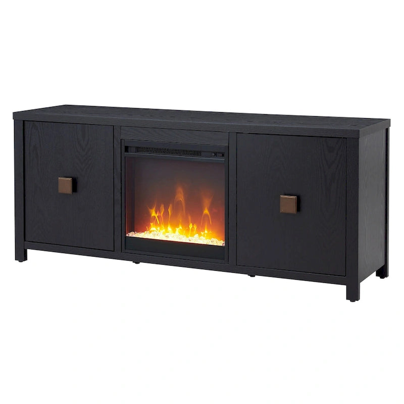 TV Stand with Electric Fireplace - Gray/Black/Brown, 58"