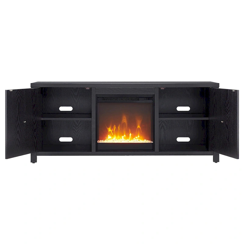 TV Stand with Electric Fireplace - Gray/Black/Brown, 58"
