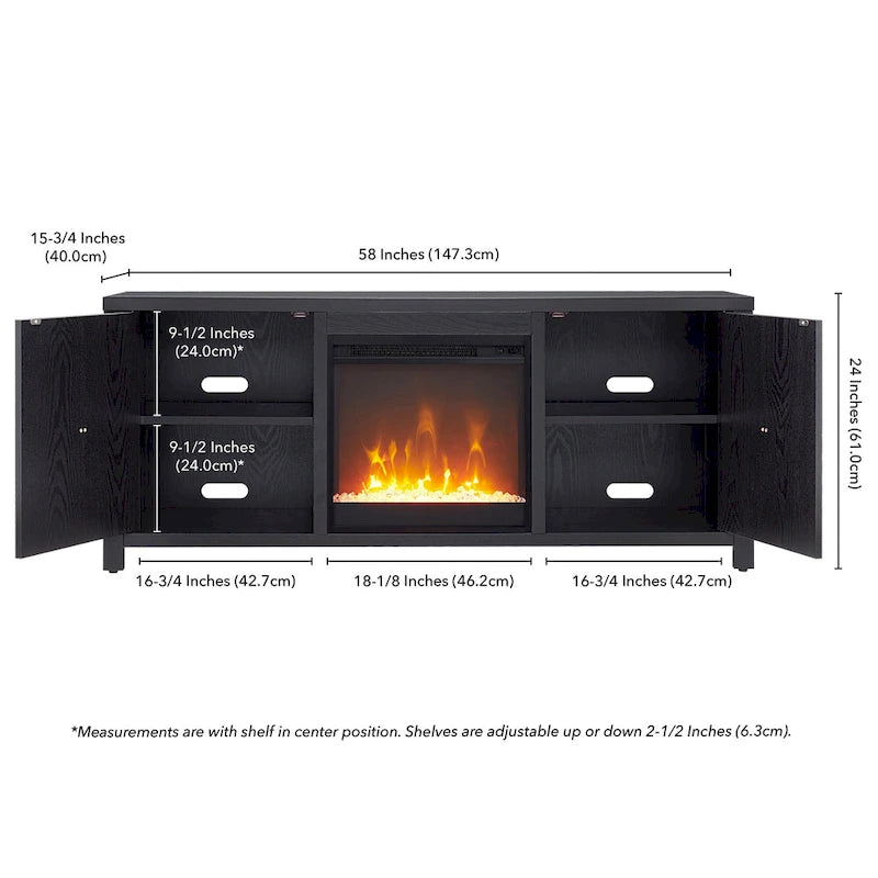 TV Stand with Electric Fireplace - Gray/Black/Brown, 58"