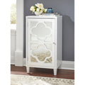 Mirrored Side Cabinet with Quatrefoil Design - White/Black/Gold/Silver