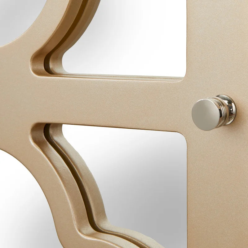 Mirrored Side Cabinet with Quatrefoil Design - White/Black/Gold/Silver