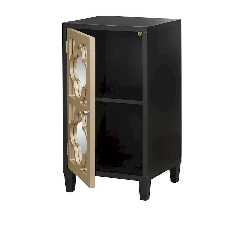 Mirrored Side Cabinet with Quatrefoil Design - White/Black/Gold/Silver