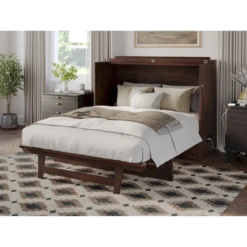 Murphy Bed Chest with Mattress - Burnt Amber, Full Size