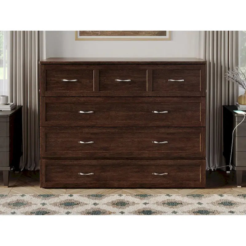 Murphy Bed Chest with Mattress - Burnt Amber, Full Size