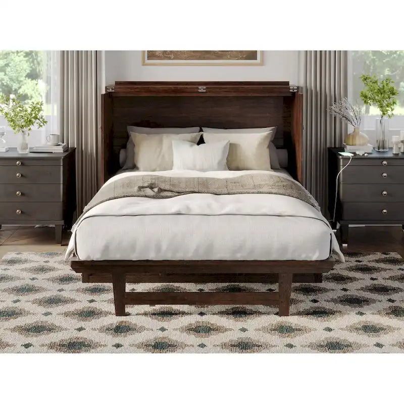 Murphy Bed Chest with Mattress - Burnt Amber, Full Size