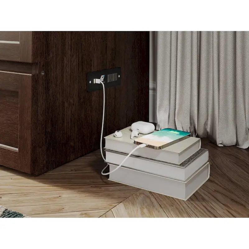 Murphy Bed Chest with Mattress - Burnt Amber, Full Size