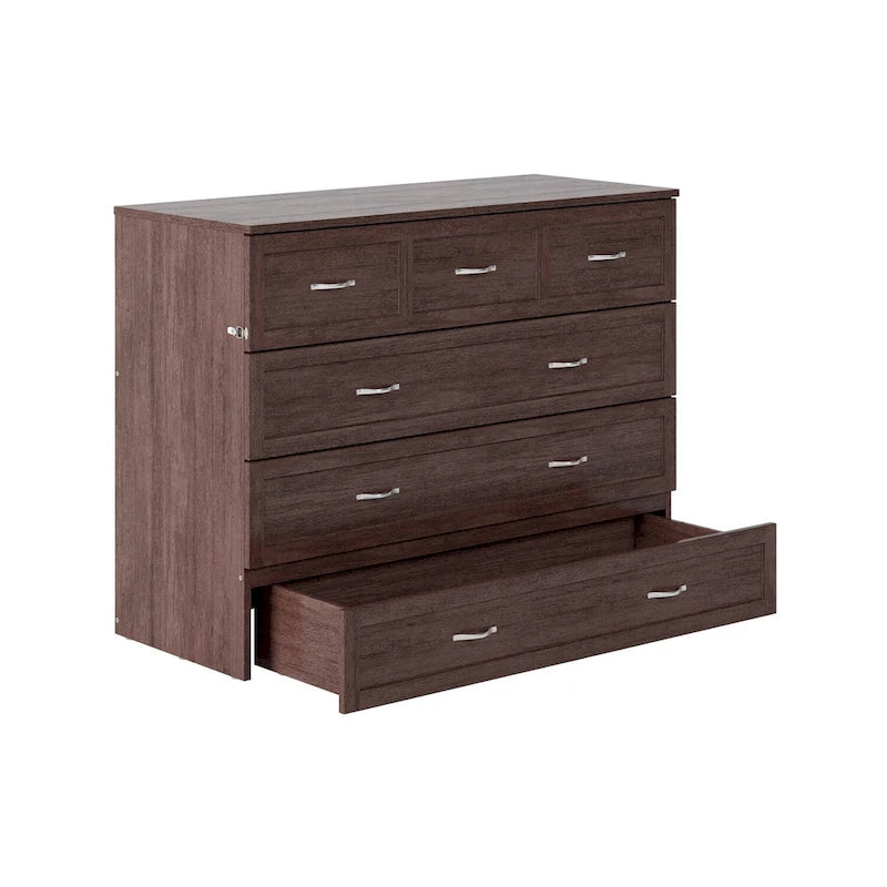 Murphy Bed Chest with Mattress - Burnt Amber, Full Size