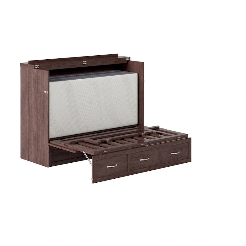 Murphy Bed Chest with Mattress - Burnt Amber, Full Size