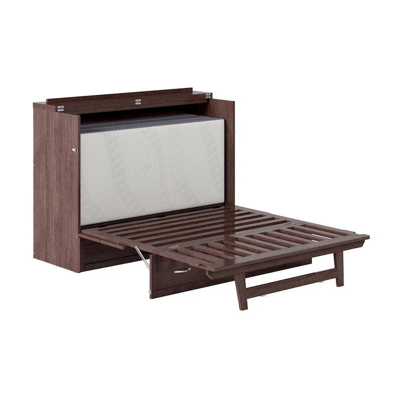 Murphy Bed Chest with Mattress - Burnt Amber, Full Size