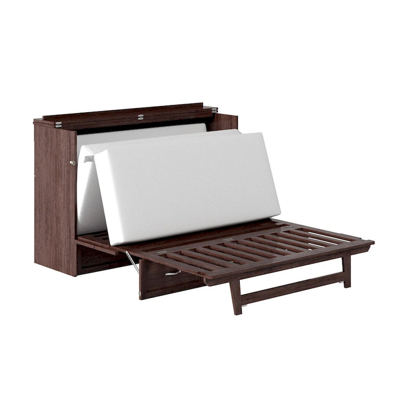 Murphy Bed Chest with Mattress - Burnt Amber, Full Size