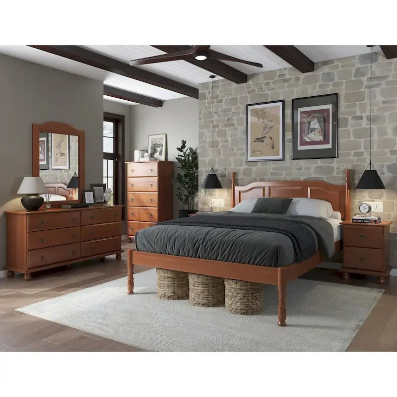 100% Solid Wood Platform Raised Panel Turned Post Kyle Queen Bed by Palace Imports