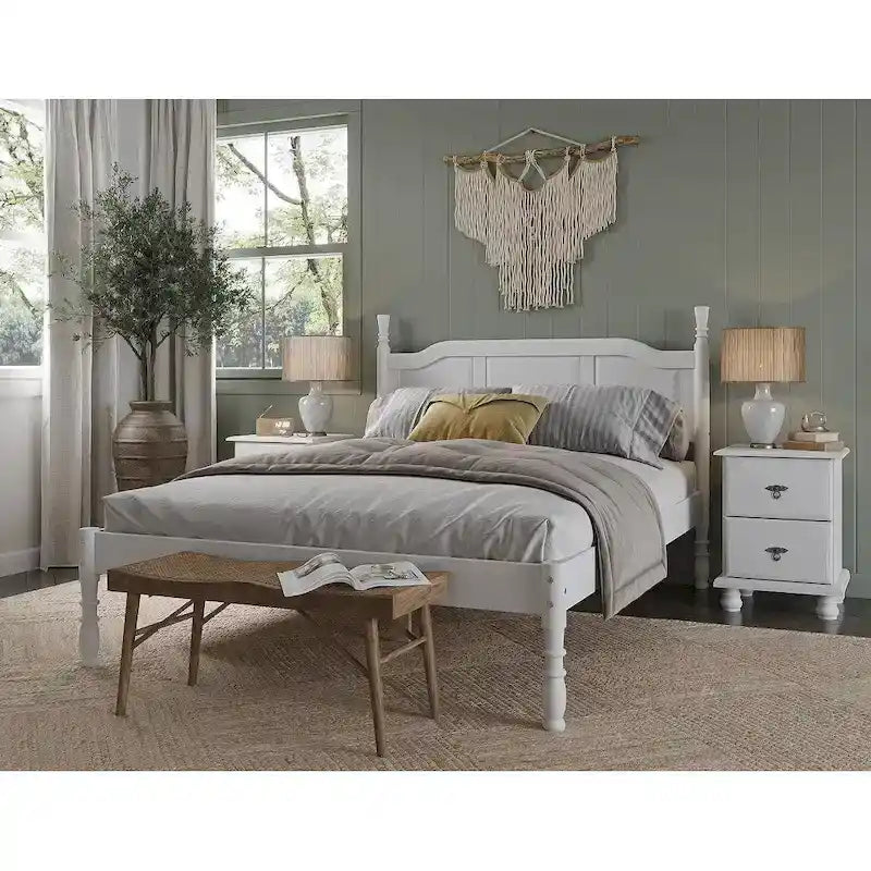 100% Solid Wood Platform Raised Panel Turned Post Kyle Queen Bed by Palace Imports