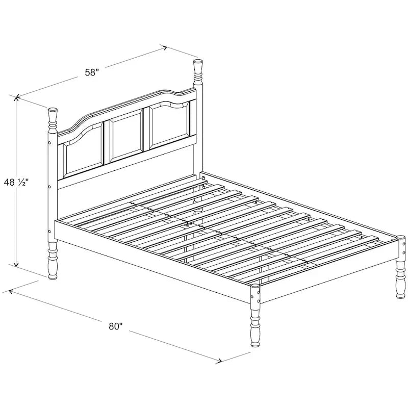 Solid Wood Platform Bed with Turned Posts - White/Mocha/Java, Queen