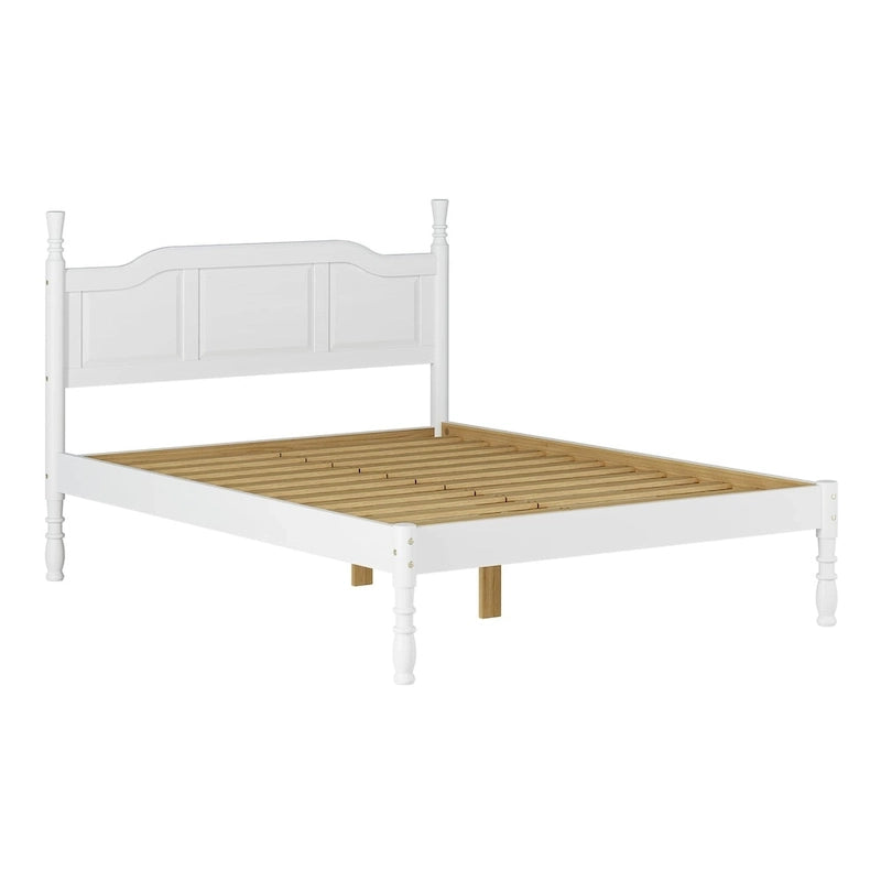 Solid Wood Platform Bed with Turned Posts - White/Mocha/Java, Queen