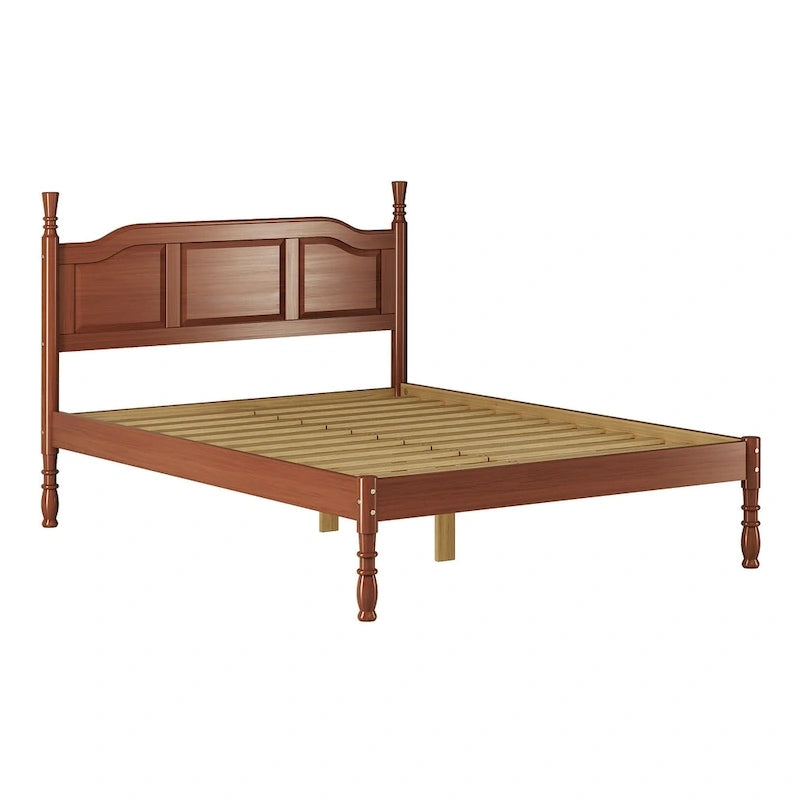 Solid Wood Platform Bed with Turned Posts - White/Mocha/Java, Queen