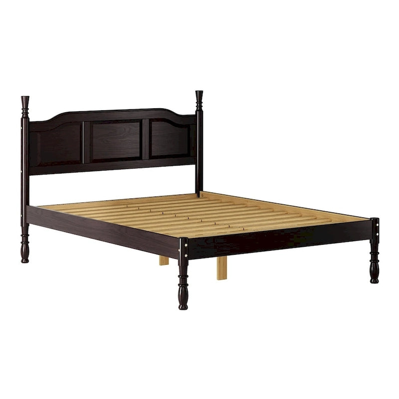 Solid Wood Platform Bed with Turned Posts - White/Mocha/Java, Queen