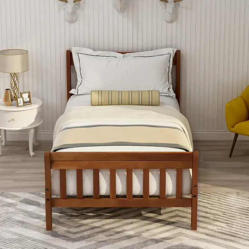 Wood Platform Bed with Headboard/Footboard
