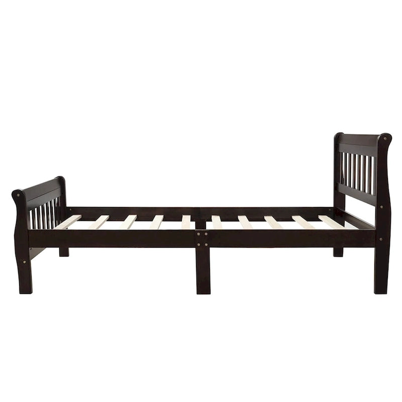 Wood Platform Bed with Headboard and Footboard - Espresso/White/Oak, Twin