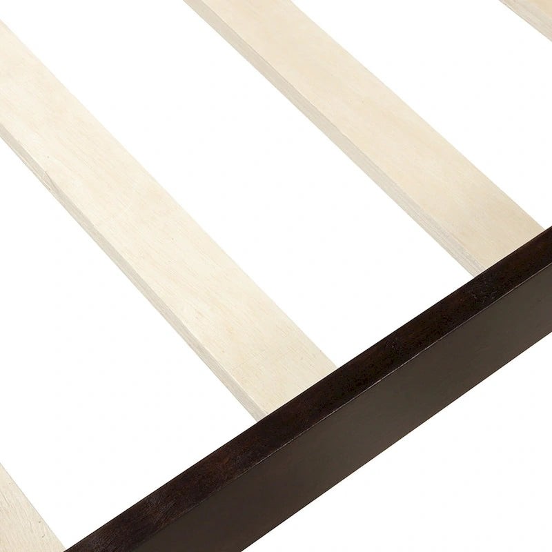 Wood Platform Bed with Headboard and Footboard - Espresso/White/Oak, Twin