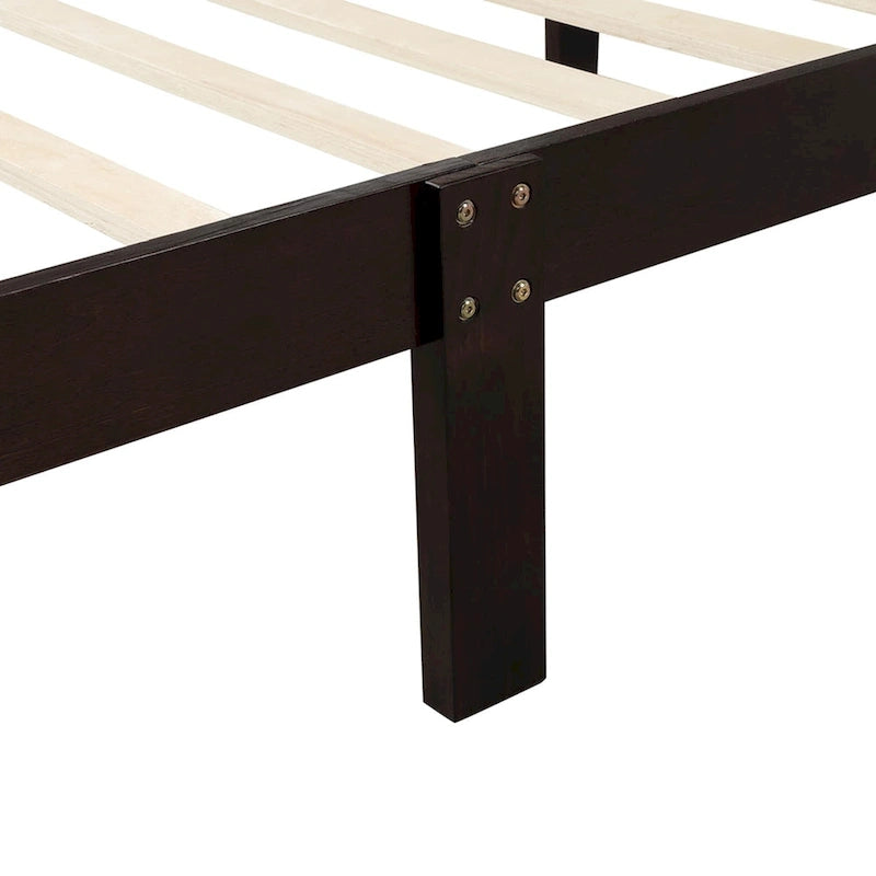 Wood Platform Bed with Headboard and Footboard - Espresso/White/Oak, Twin