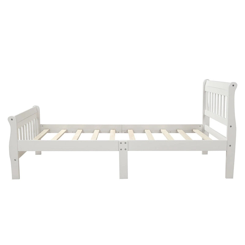 Wood Platform Bed with Headboard and Footboard - Espresso/White/Oak, Twin